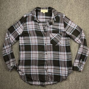 Cloth & Stone Anthropologie Womens Plaid Blouse Shirt Button Top Western Large